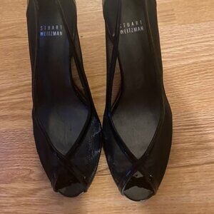 STUART WEITZMAN MESH BLACK PUMPS